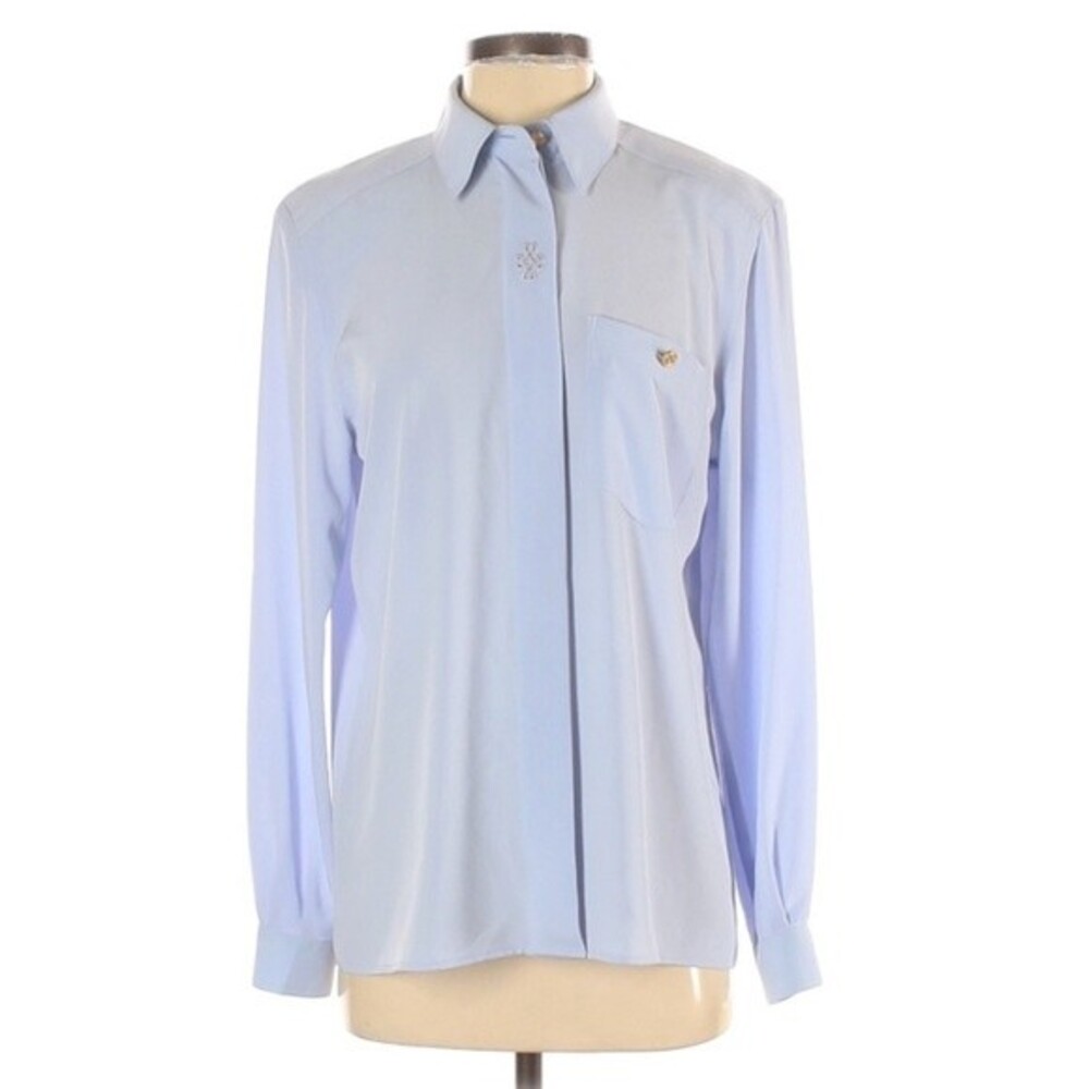 Basler Vintage Blue Button-Up Blouse NWT Size 4 Work Office Careerwear